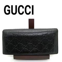 GUCCI グッチ　シマ　長財布　二つ折り　ＧＧ柄　レザー　ブラック