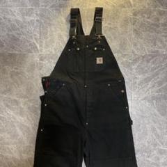 【カーハート】オーバーオール　黒　34×28 USA製　ダブルニー　人気カラーj Carhartt カーハート コットンダック ダブルニーオーバーオール