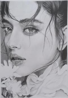 女性の肖像 鉛筆画　木炭紙サイズ 1994年 鉛筆画 女性の横顔 - メルカリ