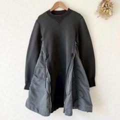 Sacai ワンピース　ケーブルニット　ドッキングプリーツ sacai】背面 プリーツ テクニカル ジャージ ドレス ベージュ