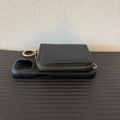 ブラックレザー iPhoneケース ジッパー付き