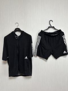 adidas ブラック薄手スエット上下セット