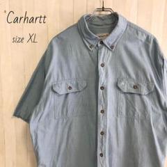 Carhartt☆カーハート　ワンポイント刺繍ロゴ　半袖シャツ　XL 90s