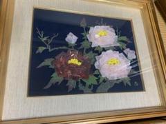 半貴石アート　薔薇　額　アンティークアート　ルビー　サファイア　アメジスト 貴石画 俊若 宝石画 薔薇額絵 昭和レトロ アンティーク ストーン