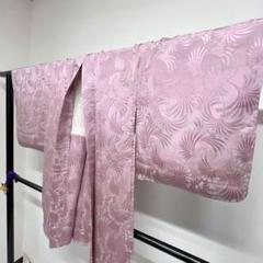 羽織　正絹　リーフ模様　乱菊　くすみパープル　着物　053t