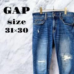 【良品】GAP ダメージ加工デニム メンズ ブルー系 スリム【31×30】
