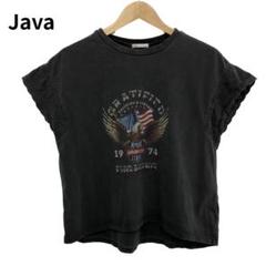 ジャバ　Tシャツ　レディース　半袖　星条旗　アニマル　デカ目プリント　グレー　S