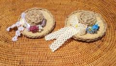 麦わら帽子マグネット 2個組 麻ひも ハンドメイド マグネット雑貨