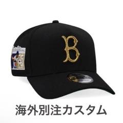 海外別注】NEW ERA ブルックリン ドジャース A-frame 黒 金