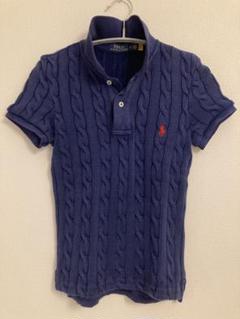 Polo Ralph Laurenケーブルニット半袖ポロシャツ ネイビーホワイト POLO RALPH LAUREN】ケーブルニット ポロシャツ | (トップス