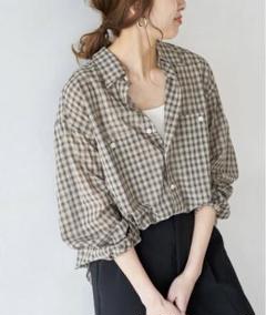 【Spick & Span】コットンボイルチェックシャツ　ブルー　美品 追加》コットンボイルチェックシャツ | スピック＆スパン(Spick