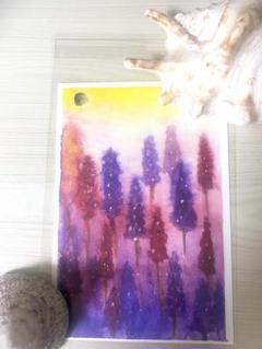 #18 purply flowers – 紫の花畑/ 水彩画 ポストカード