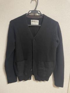 美品 MHL. マーガレットハウエル ニットカーディガン 黒 L 2023 MHL マーガレットハウエル スタンドカラー カーディガン ウール