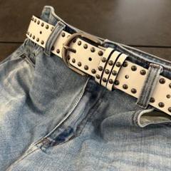 スタッズベルト 白　Y2K スケーター SK8 ベルト　平成