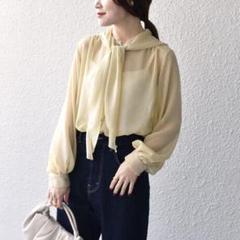 極美品✨定価１.５万❤️　ベージュ　ドット/ソリッド 2WAY タイ ブラウス