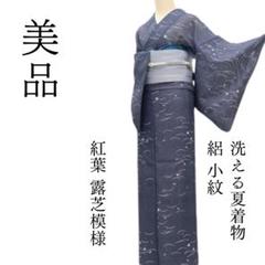 m1616＊美品 洗える夏着物 絽 紅葉 露芝模様 小紋 - メルカリ