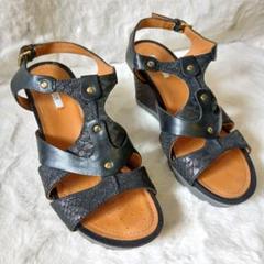 GEOX　ジェオックス　ウェッジソール　サンダル　パンプス　レザー　ブラック