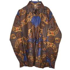 vintage ビンテージ アンティーク brown color 総柄シャツ