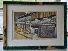 国立秀雄　作　信濃路の民家　6号サイズ油絵　56cm×47cm 額付き 国立秀雄 作 信濃路の民家 6号サイズ油絵 56cm×47cm 額付き