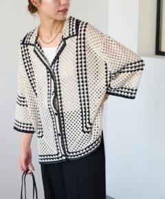 クロシェラインシャツカーディガン　レリューム　ジャーナルスタンダード　鍵あみ JOURNAL STANDARD relume(ジャーナルスタンダードレリューム