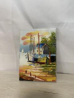 手書き油絵 二隻の船  額付き インテリア 油彩画 手書き油絵 二隻の船 額付き インテリア 油彩画 - メルカリ