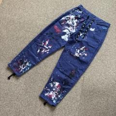 レフラー　ネイビー ペイント加工 ワークパンツ