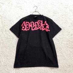 ロック【M】黒 ピンク柄 Tシャツ プリント カジュアル 春夏 カジュアル