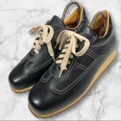 ⭐️新品未使用⭐️　Santoni　サントーニ　タンブルレザースニーカー　ネイビー Santoni サントーニ レザースニーカー ネイビー - メルカリ
