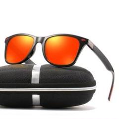 t16激安新品送料込みUV400偏光レンズミラーサングラス黒/赤392