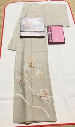 新品 単衣 胡蝶蘭 金駒刺繍 着物“花のロマンス”仕付け糸付 訪問