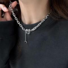 【数量限定】 ネックレス ブラックストーン シルバー 溶岩 高見え ダブルハート
