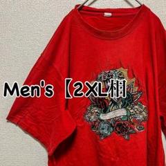 HC80【US輸入】刺繍　半袖Tシャツ【メンズ2XL相当】レッド