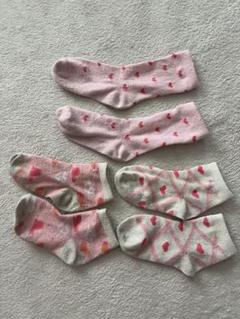 キッズ靴下 3足セット ピンク ハート柄 15-20cm