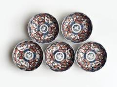 骨董 アンティーク 古伊万里 色絵 花文様 銘々皿 小皿 丸皿 5枚 骨董 アンティーク 古伊万里 色絵 花文様 銘々皿 小皿 丸皿 5枚