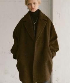 wool blend shaggy cocoon p coat/ウールブレンドシャギー