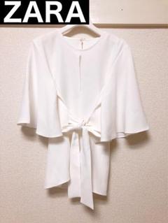 美品 ZARA シフォンブラウス ホワイト フリーサイズ