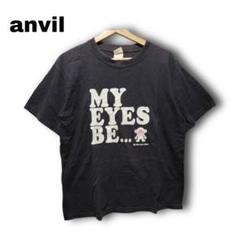2632　【anvil】　Tシャツ　黒　M　古着　さる　平成デザイン