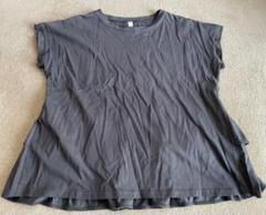 【美品】チャコールグレーバックフリルティアードノースリーブTシャツLアダストリア