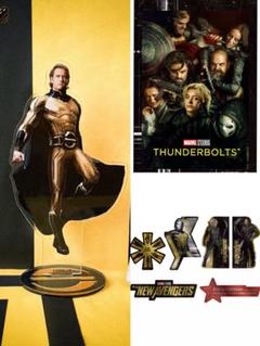 MARVELサンダーボルツ*スクエア缶バッジ 集合+アクリルスタンド+