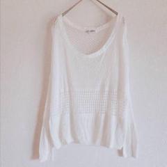 【NARACAMICIE】（S）グリットメッシュニットプルオーバー/透かし編み