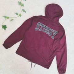STUSSY フード付きバックプリントナイロンジャケット　パーカー　　M
