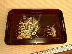 金澤箔 双鶴 金彩 長手盆 お盆 未使用