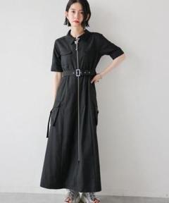 【美品】HARE　ジップデザインワンピース　ブラック　ZIP　モード　ベルト付き