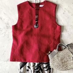 【美品】アドーア ADORE リネンブラウス　カットソー　バッグボタン 半袖 バックサテンジョーゼットブラウス | ADORE（アドーア