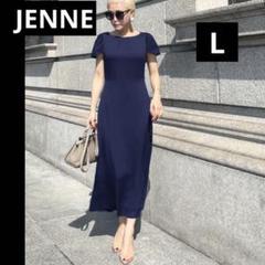 ジェンヌJENNE［新品未使用品］XLネイビーワンピース 新品未使用タグ付き】ジェンヌ JENNE シャープ配色ワンピース