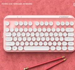 キーボード 丸 レトロ タイプライター Mac対応 Windows対応 ピンク