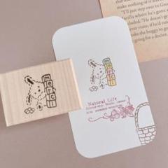 消しゴムはんこ　ふわうさメルシー積み木はんこ　持ち手付きのサムネイル