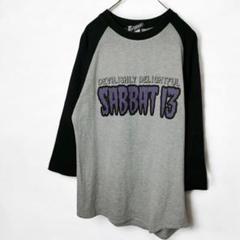 SABBAT13 ラグラン Tシャツ ブラック×グレー バンドT ロゴ プリント