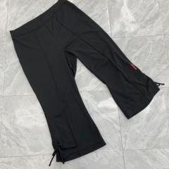 Kaepa クロップドパンツ 黒 ドローストリング ストレッチ ポリエステル