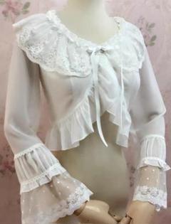 axes femme カーディガン レース袖フリルボレロ レディース